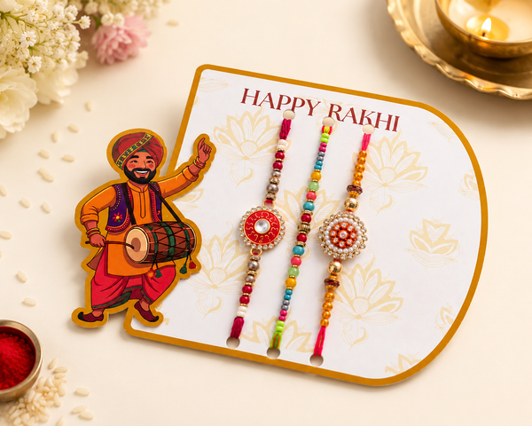 Handmade Designer Rakhi Combo Set of 3 | Premium Colorful Beaded Rakhi for Brother | Raksha Bandhan Gift