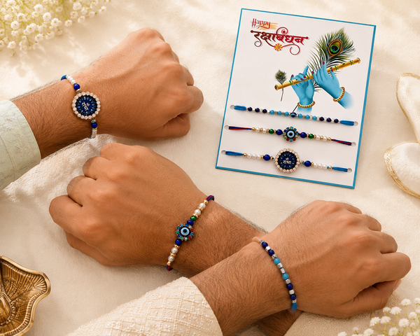 Shri Radha Krishna Nazariya Rakhi Trio - View 2 - alternate view