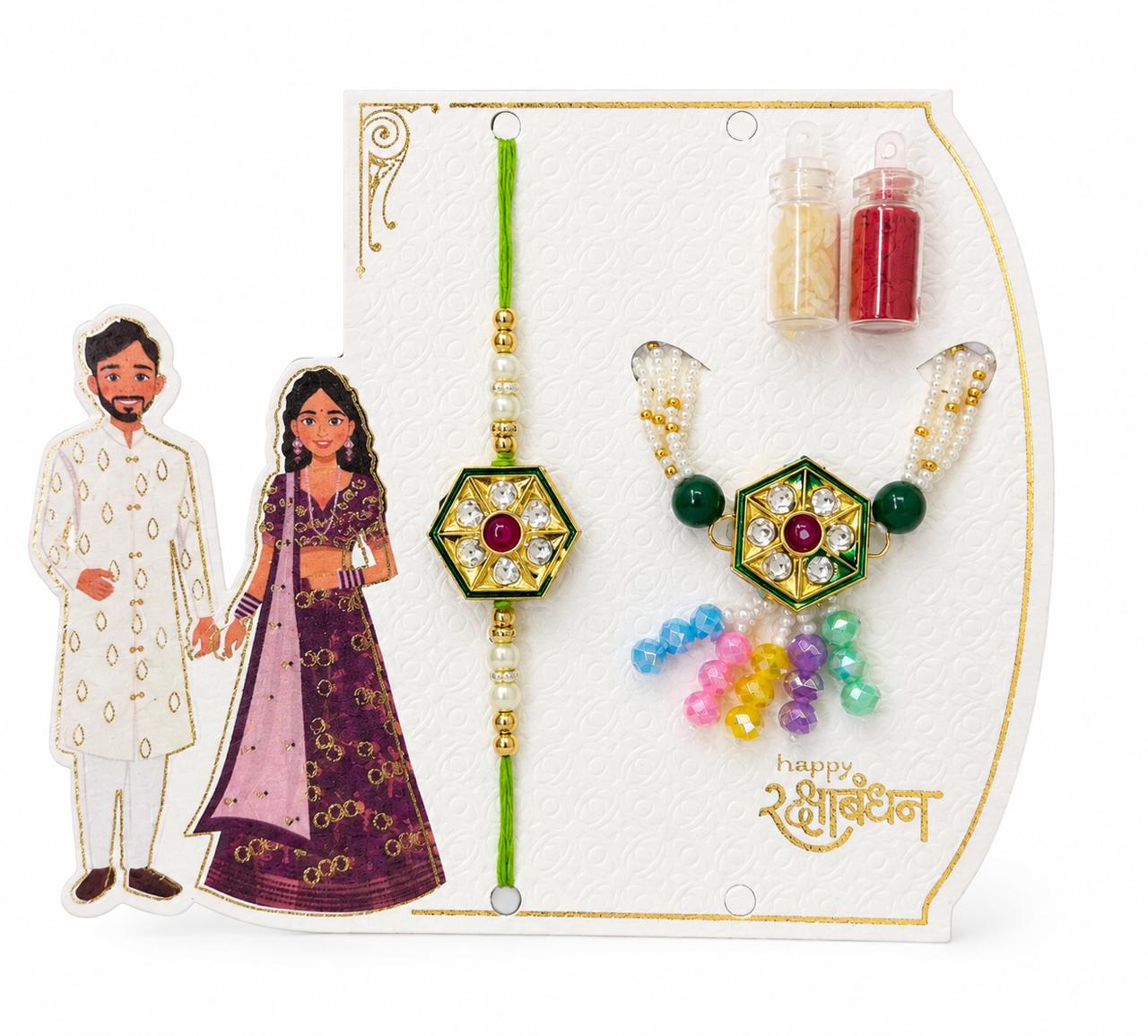 Emerald Royale Rakhi Lumba Set for Bhaiya Bhabhi