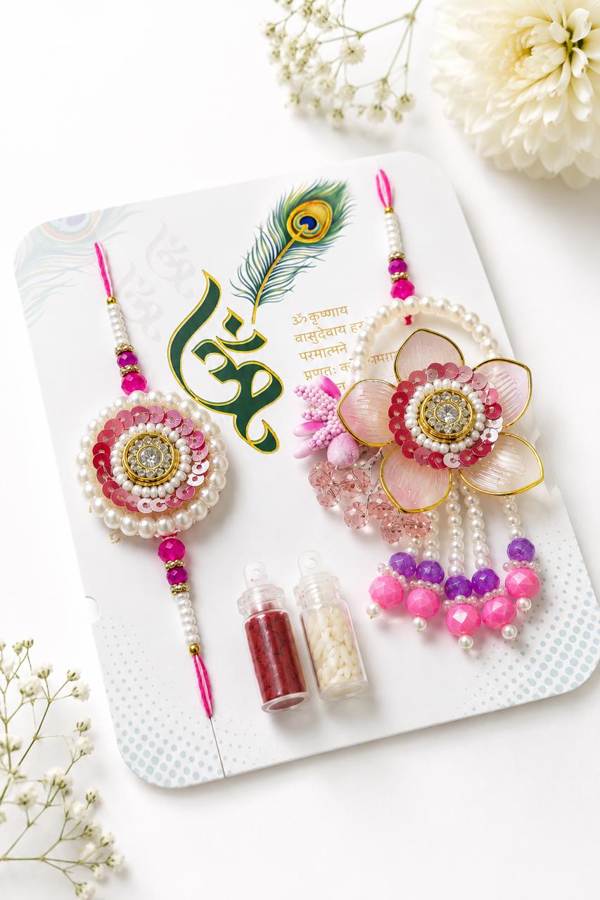 Gulnaar Pearl Rakhi Lumba Combo for Bhaiya Bhabhi