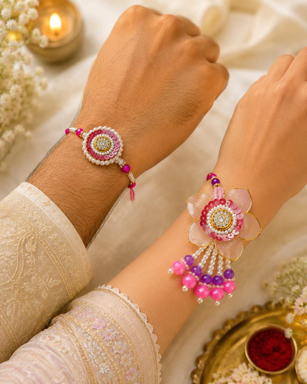Gulnaar Pearl Rakhi Lumba Combo for Bhaiya Bhabhi