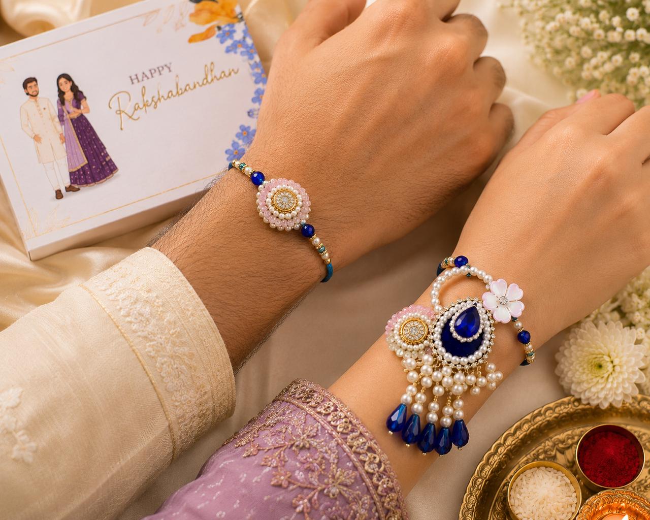 Delisha Karigari Neelkamal Pearl Royale Rakhi Lumba Combo