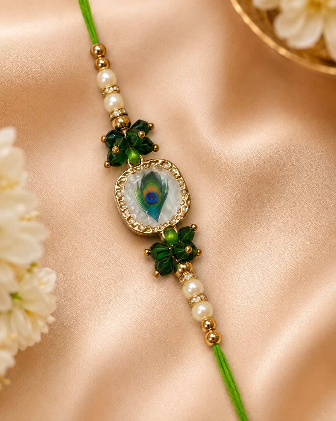 Delisha Karigari Shyam Morpankh Rakhi Lumba Set