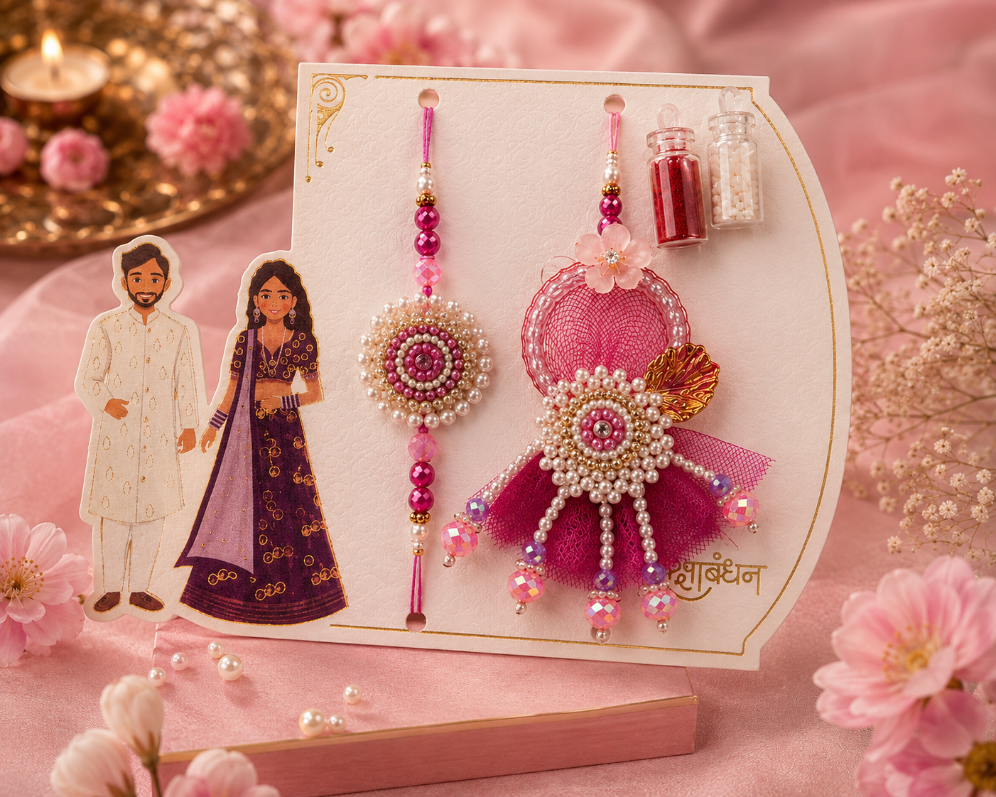 Gulnaar Charm Designer Rakhi Lumba Combo for Bhaiya Bhabhi