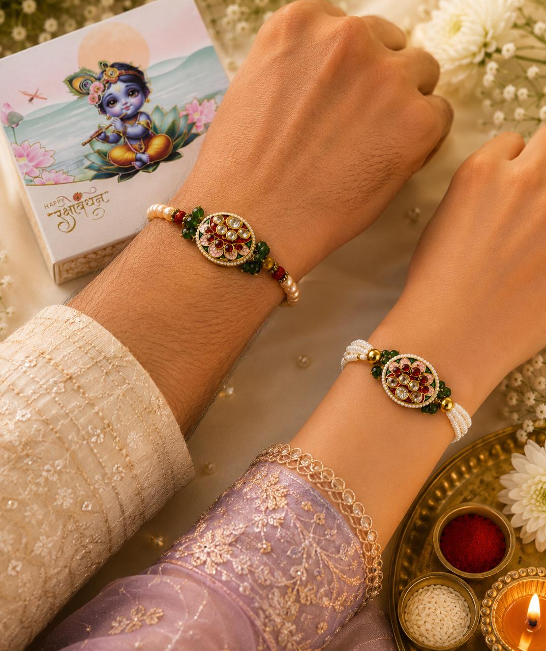 Kanha Kundan Royal Rakhi Lumba Combo for Raksha Bandhan