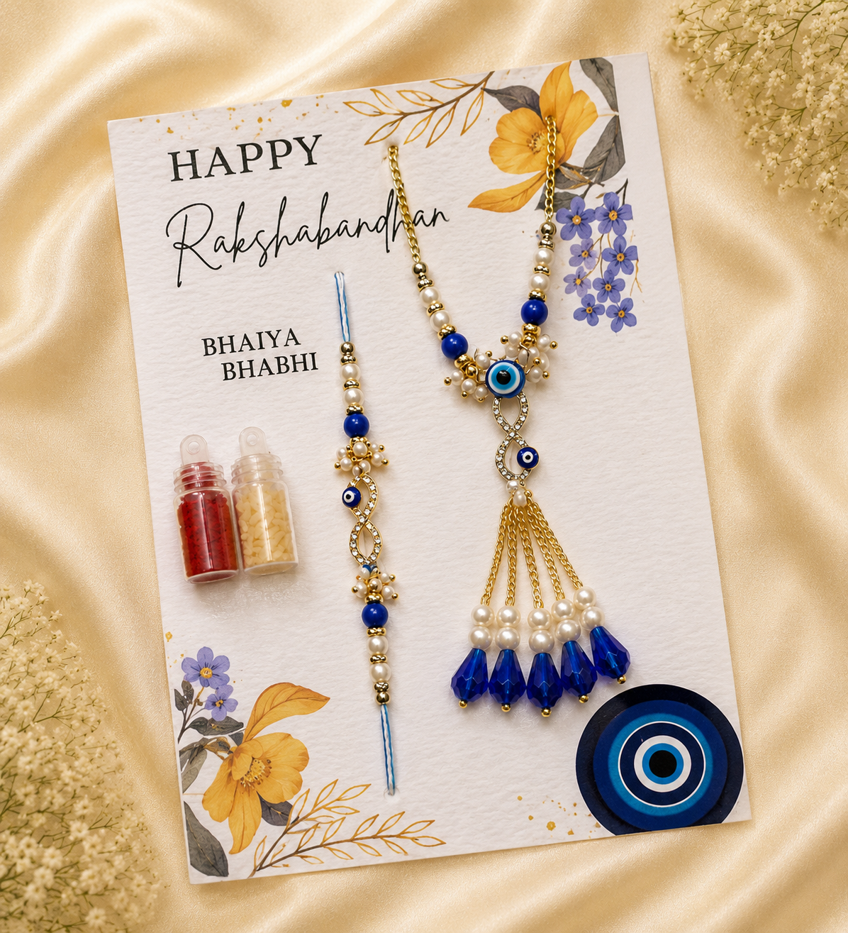 Neel Nazar Infinity Charm Bhaiya Bhabhi Rakhi Lumba Set