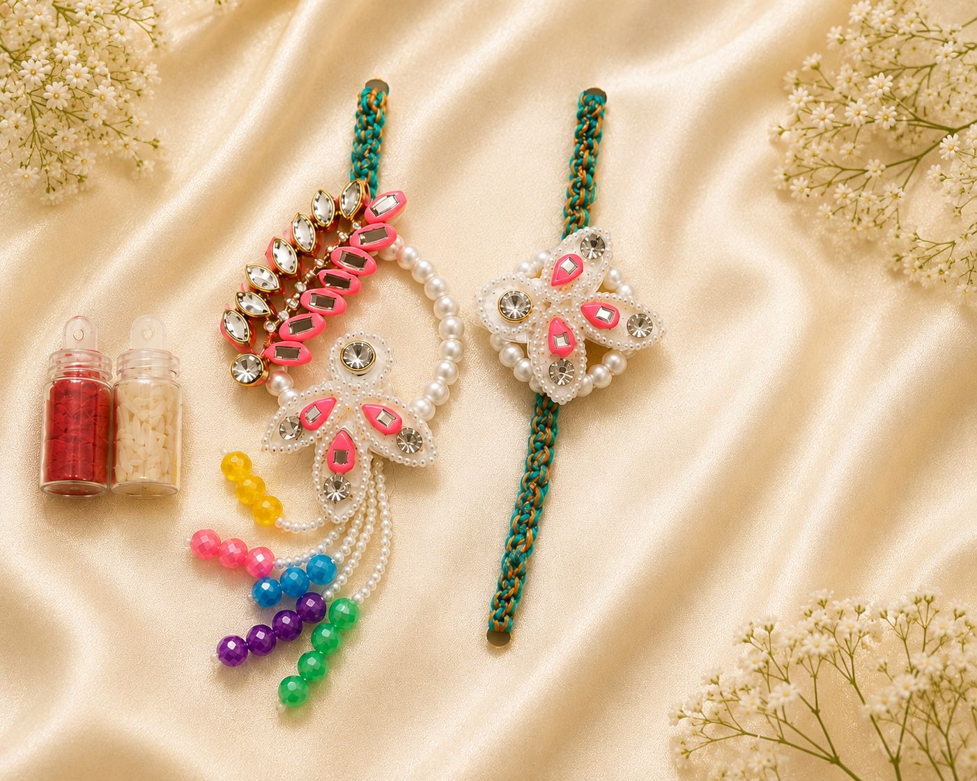 Floral Rakhi Lumba Set