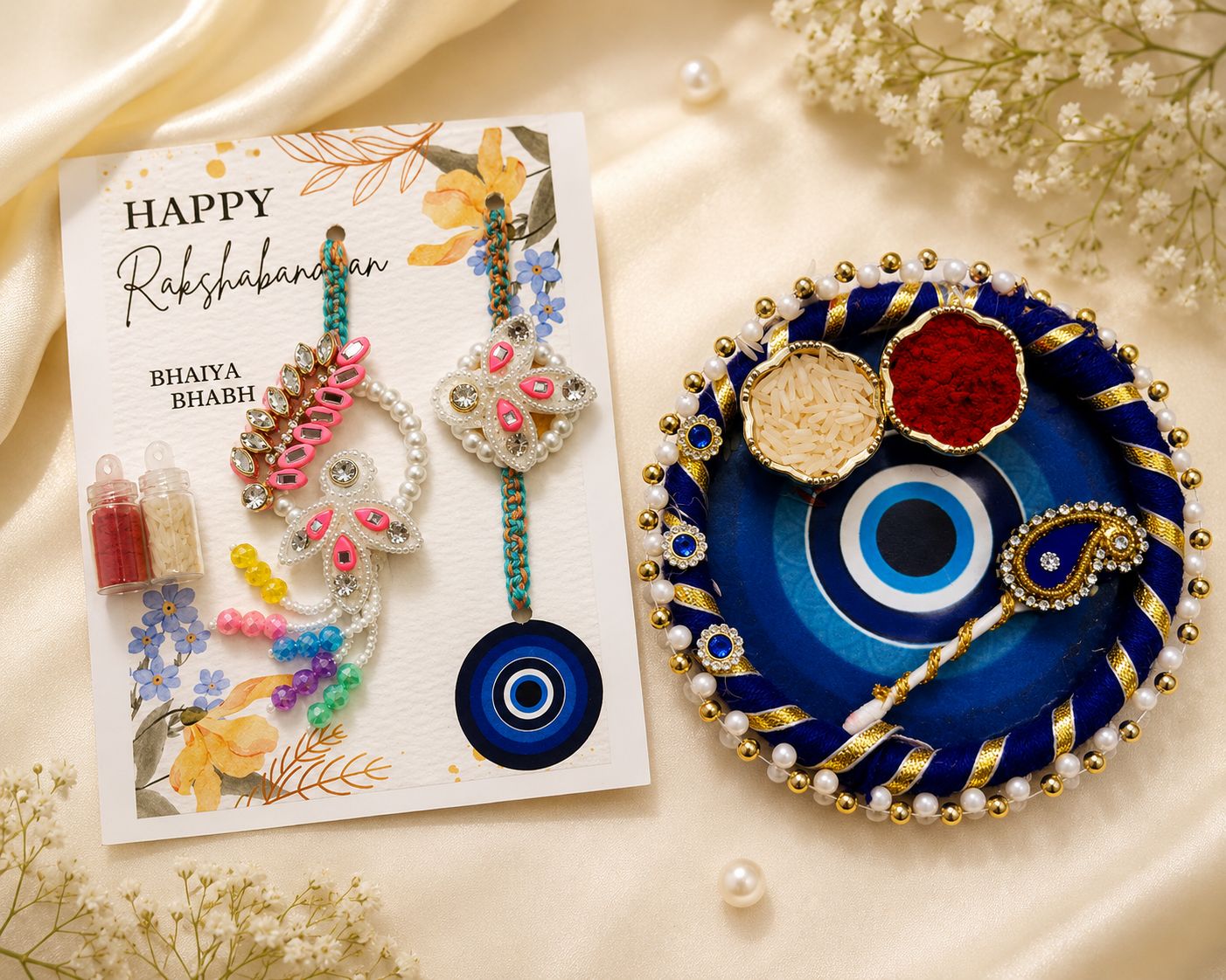 Floral Rakhi Lumba Set