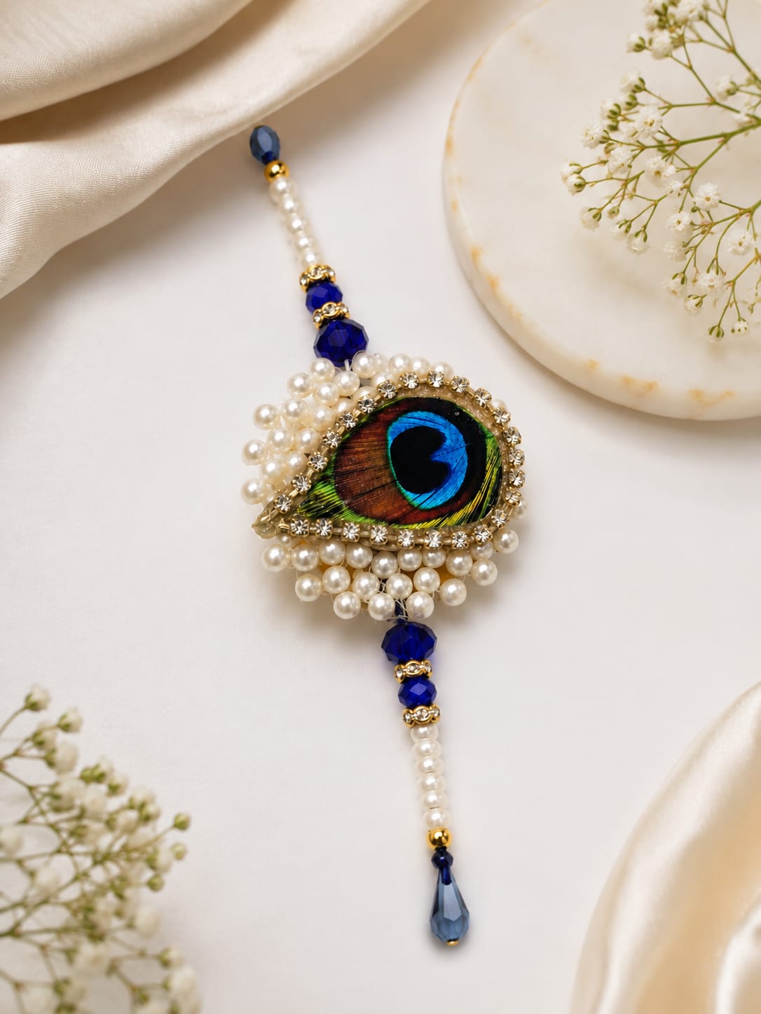 Peacock Pearl Rakhi Lumba Set