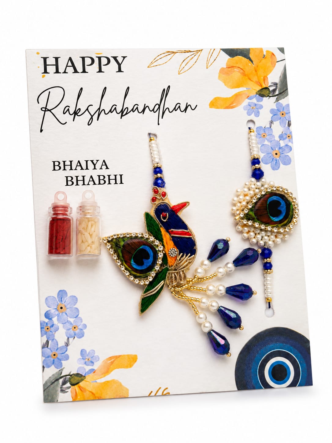 Peacock Pearl Rakhi Lumba Set