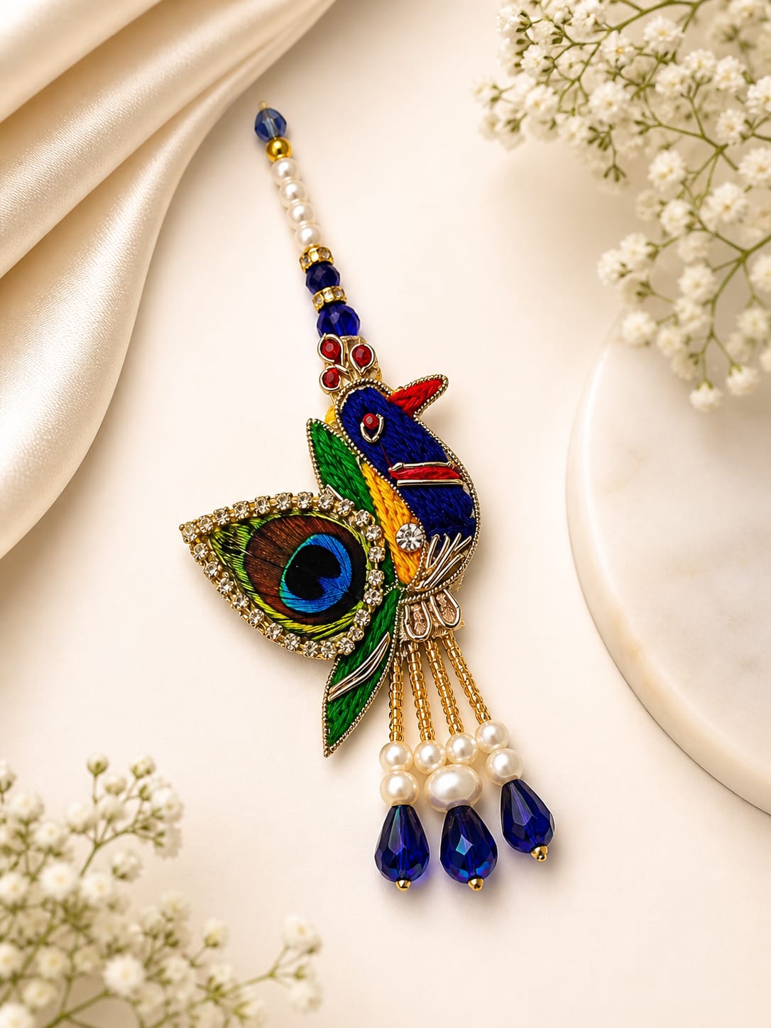 Peacock Pearl Rakhi Lumba Set