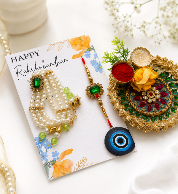 Panna Pearl Bhaiya Bhabhi Rakhi Lumba Set