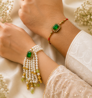 Panna Pearl Bhaiya Bhabhi Rakhi Lumba Set - View 3