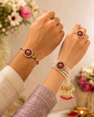 Shagun Pearl Rakhi Lumba Ring Set - View 3