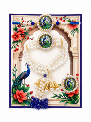 Mor Mahal Pearl Bhaiya Bhabhi Rakhi Lumba Ring Set - View 3
