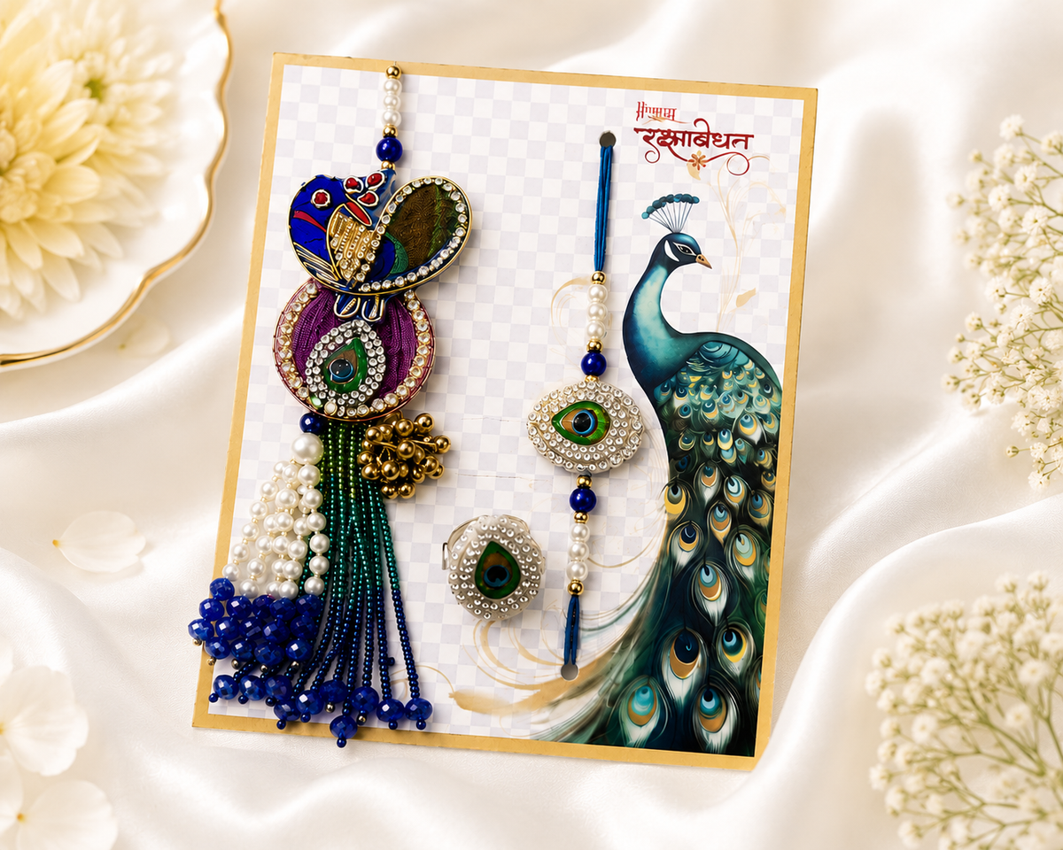 Mayur Shringar Bhaiya Bhabhi Rakhi Lumba Set
