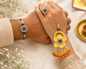 Basant Phool Nazariya Bhaiya Bhabhi Rakhi Ring Set - View 3