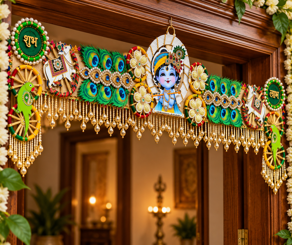 Krishna Shubh Labh Peacock Bandhanwar Toran - alternate view