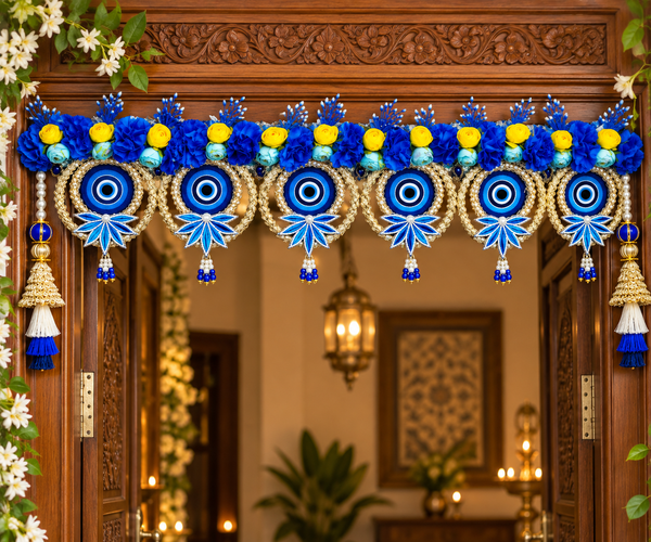 Evil Eye Blue Floral Bandhanwar Toran