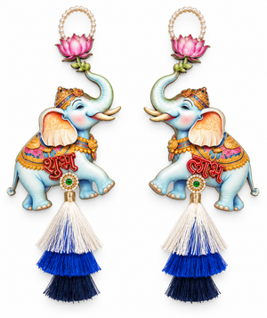 Shubh Labh Elephant Wall Hanging Latkan Pair for Door & Festive Decor