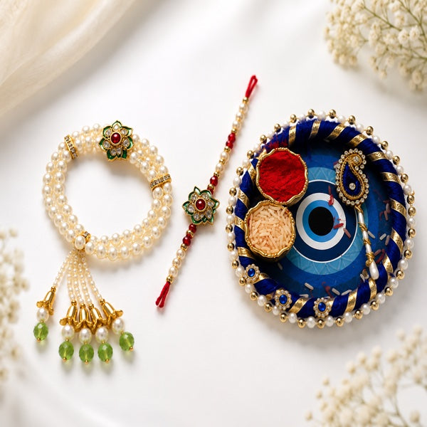 Emerald Pearl Rakhi Set